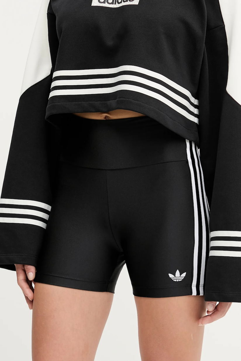 adidas Originals pantaloni scurți 3-Stripes culoarea negru, cu imprimeu, high waist, JX5235