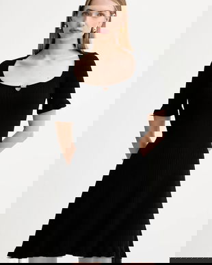 BOSS Orange rochie culoarea negru, mini, evazați, 50543978