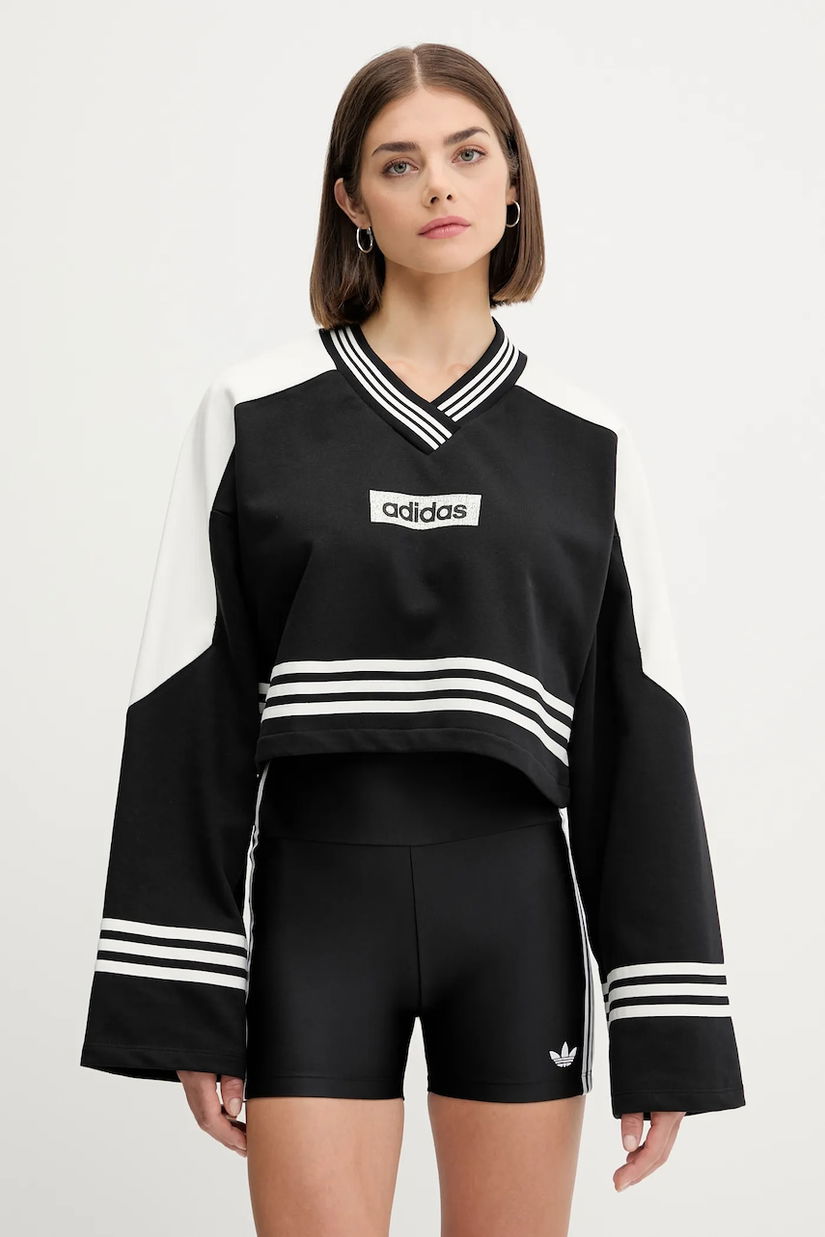 adidas Originals bluză Crew Sweatshirt culoarea negru, cu imprimeu, JW7273