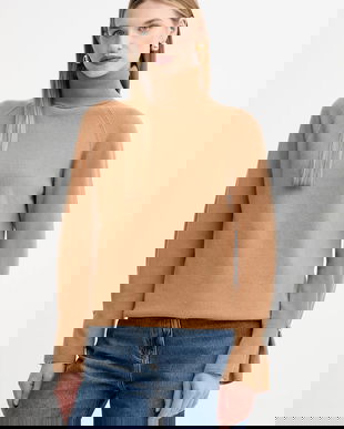 Fracomina pulover de lână culoarea bej, light, cu guler, FR25WT7013K47301