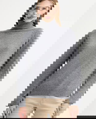 Fracomina pulover de lână culoarea gri, light, cu guler, FR25WT7013K47301