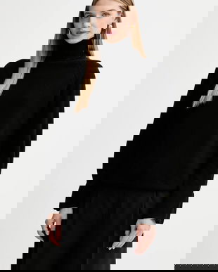 Fracomina pulover de lână culoarea negru, light, cu guler, FR25WT7013K47301