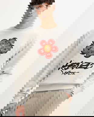 Kenzo hanorac de bumbac Kenzo x Futura culoarea gri, cu imprimeu, FF65SW2524MC