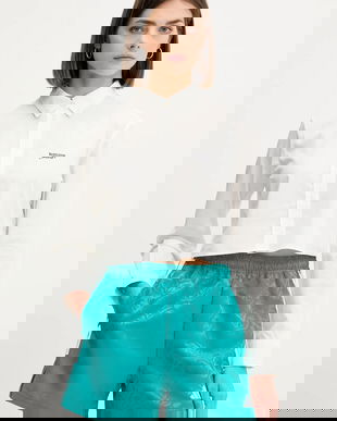 Tommy Jeans cămașă din bumbac culoarea alb, cu guler clasic, slim, DW0DW21400