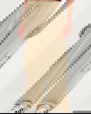 Tommy Jeans pantaloni culoarea bej, drept, high waist, DW0DW20995