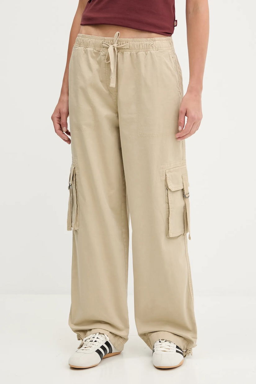 Tommy Jeans pantaloni culoarea bej, drept, high waist, DW0DW20995