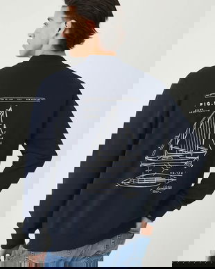 Medicine hanorac de bumbac culoarea bleumarin, cu imprimeu