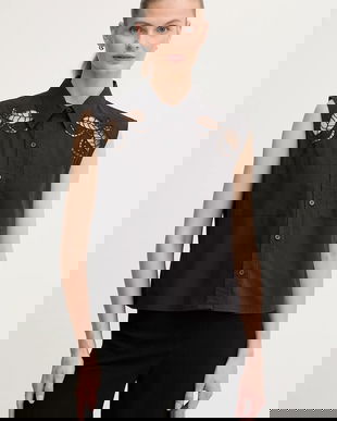 Dkny cămașă din bumbac culoarea negru, cu guler clasic, regular, P5DM0B45