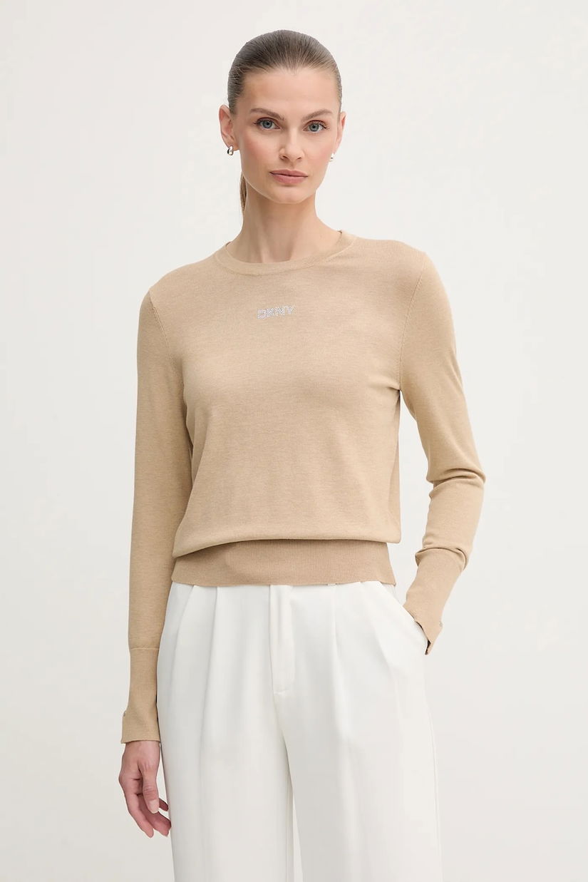Dkny pulover culoarea bej, light, DJ5R0743