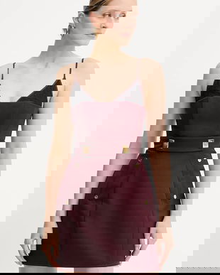 Elisabetta Franchi rochie din lână culoarea bordo, mini, mulata, AB82856E2