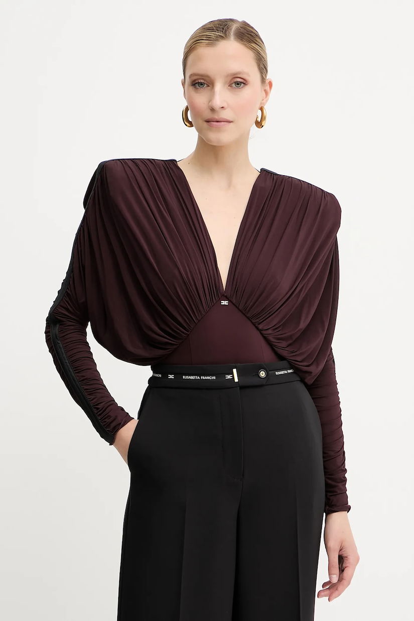 Elisabetta Franchi body culoarea bordo, neted, BO00556E2