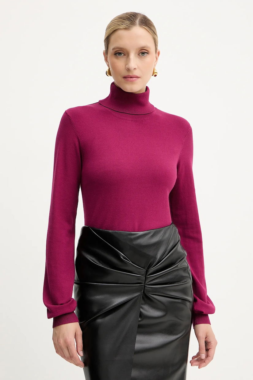 Silvian Heach pulover SESIN culoarea bordo, light, cu guler, GPA25036LU