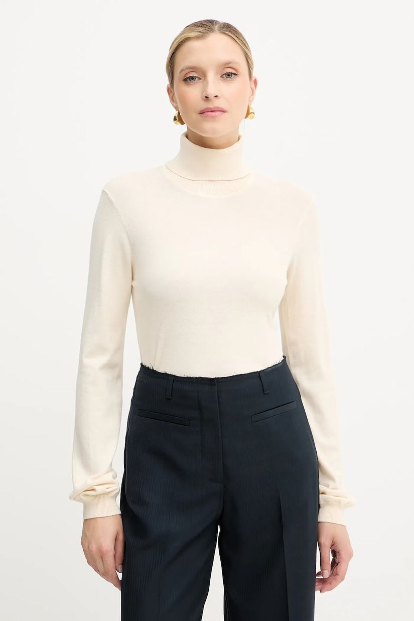 Silvian Heach pulover SESIN culoarea bej, light, cu guler, GPA25036LU