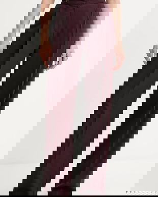 Elisabetta Franchi pantaloni din lână culoarea bordo, drept, high waist, PA12356E2