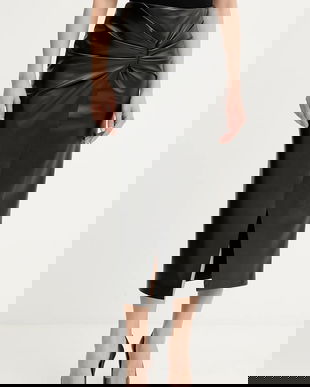 Simona Corsellini fustă culoarea negru, midi, drept, A25CPGO01801