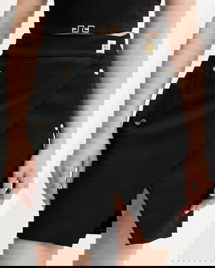 Elisabetta Franchi fustă de lână culoarea negru, mini, creion, GO12656E2