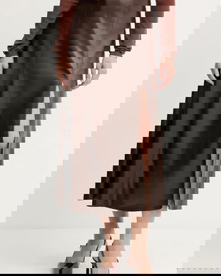 Simona Corsellini fustă culoarea maro, midi, drept, A25CPGO00701