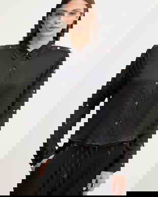 Dkny cămașă culoarea negru, cu guler clasic, relaxed, P5EM7B93