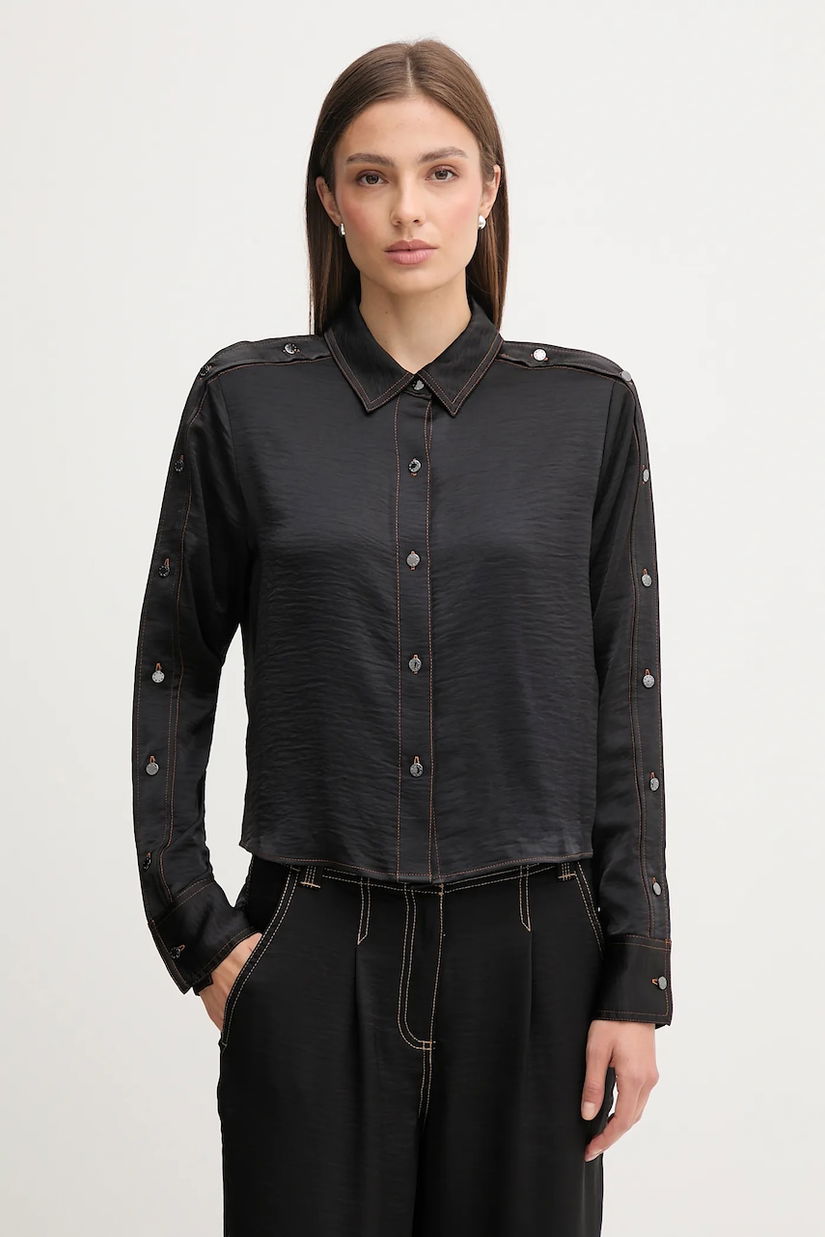 Dkny cămașă culoarea negru, cu guler clasic, relaxed, P5EM7B93