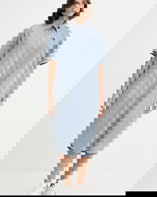 Tommy Jeans rochie jeans mini, evazați, DW0DW21205