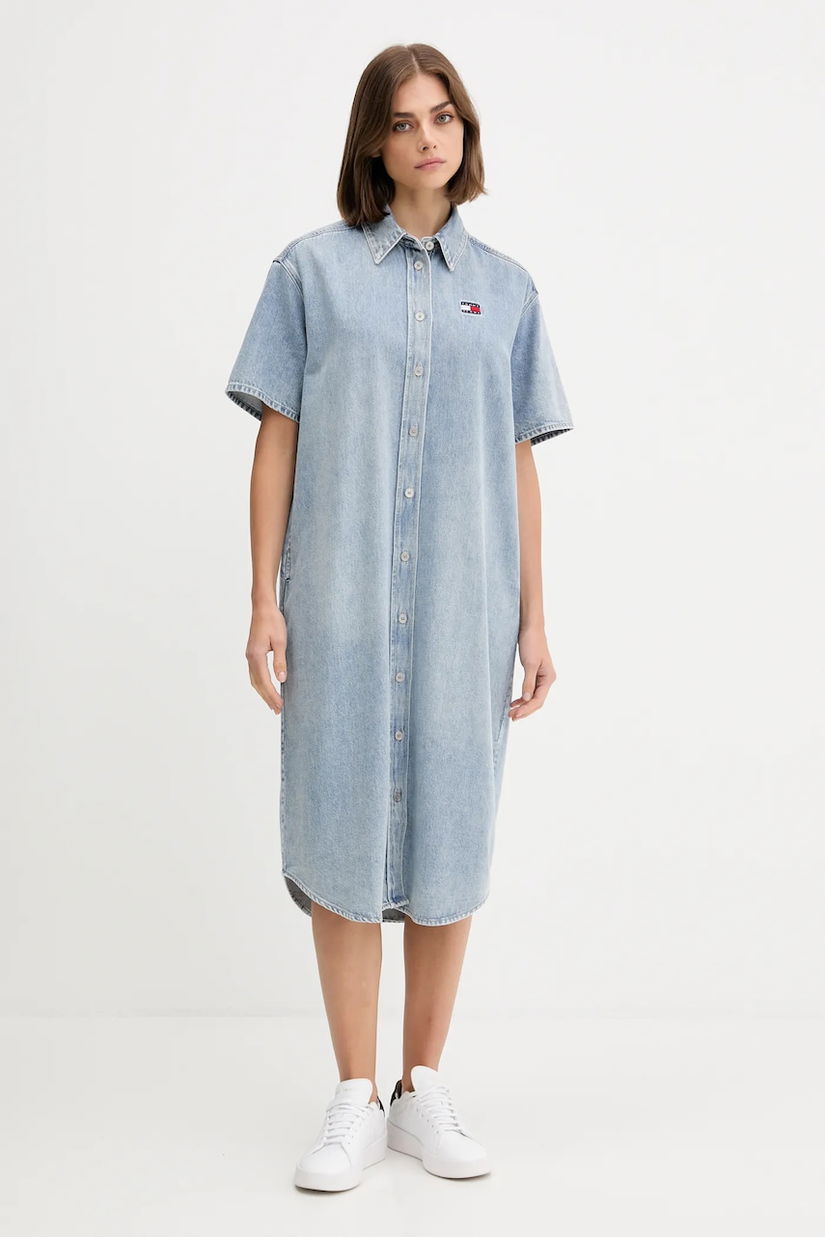 Tommy Jeans rochie jeans mini, evazați, DW0DW21205
