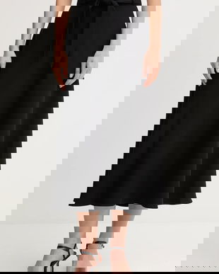 Dkny fustă culoarea negru, maxi, evazați, UE5S8896