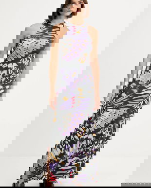 adidas rochie x Farm Rio culoarea negru, maxi, mulată, JL8609