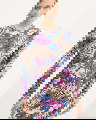 Just Cavalli rochie culoarea bej, mini, mulată, 79PAOE07 CJ112