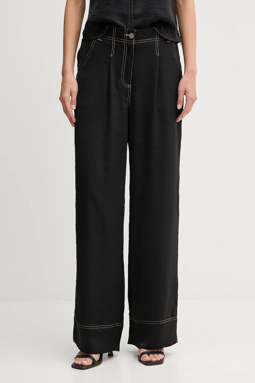 Dkny pantaloni culoarea negru, lat, high waist, P5EK7BEX