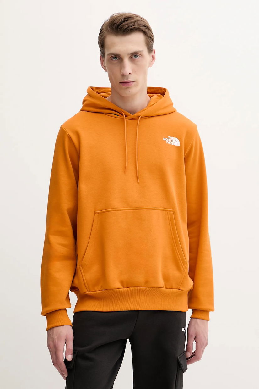The North Face bluză Simple Dome culoarea portocaliu, cu glugă, cu imprimeu, NF0A89FCBRO1