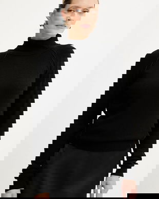 Silvian Heach pulover din amestec de lână SAM culoarea negru, cu guler, GPA25244LU