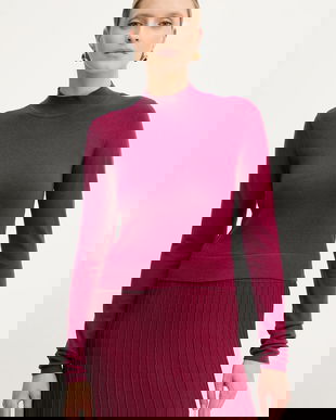 Silvian Heach pulover LOLA culoarea bordo, cu turtleneck, GPA25554LU