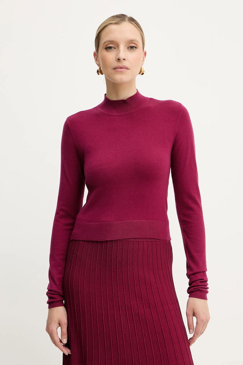 Silvian Heach pulover LOLA culoarea bordo, cu turtleneck, GPA25554LU