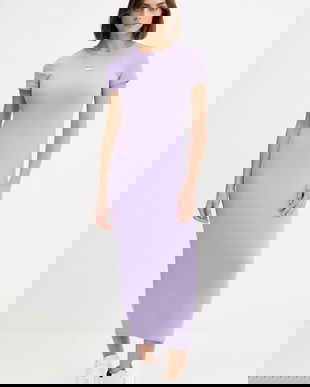 Tommy Jeans rochie culoarea violet, midi, mulata, DW0DW20873