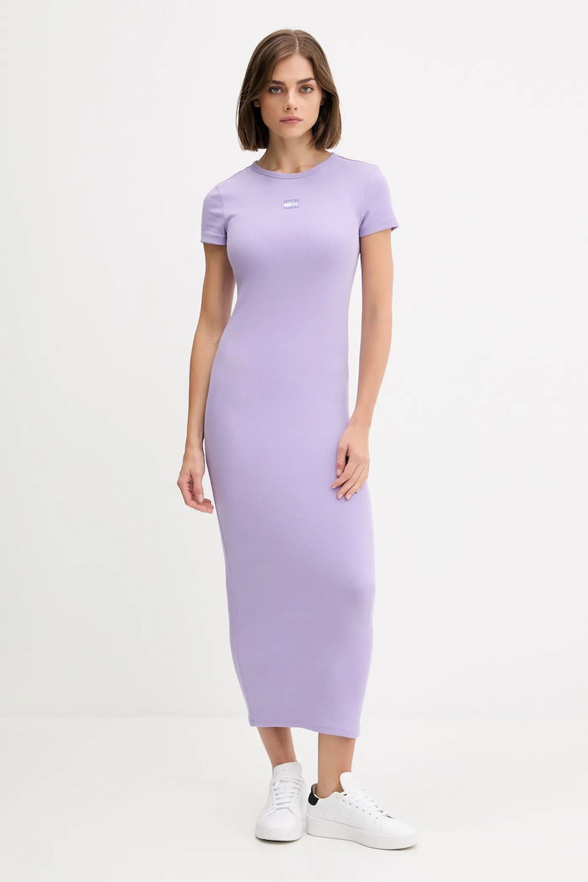 Tommy Jeans rochie culoarea violet, midi, mulata, DW0DW20873