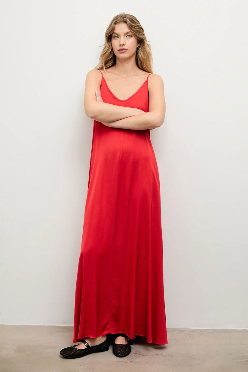 Answear.LAB rochie culoarea rosu, maxi, evazati