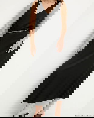 Answear.LAB fusta culoarea negru, midi, evazati