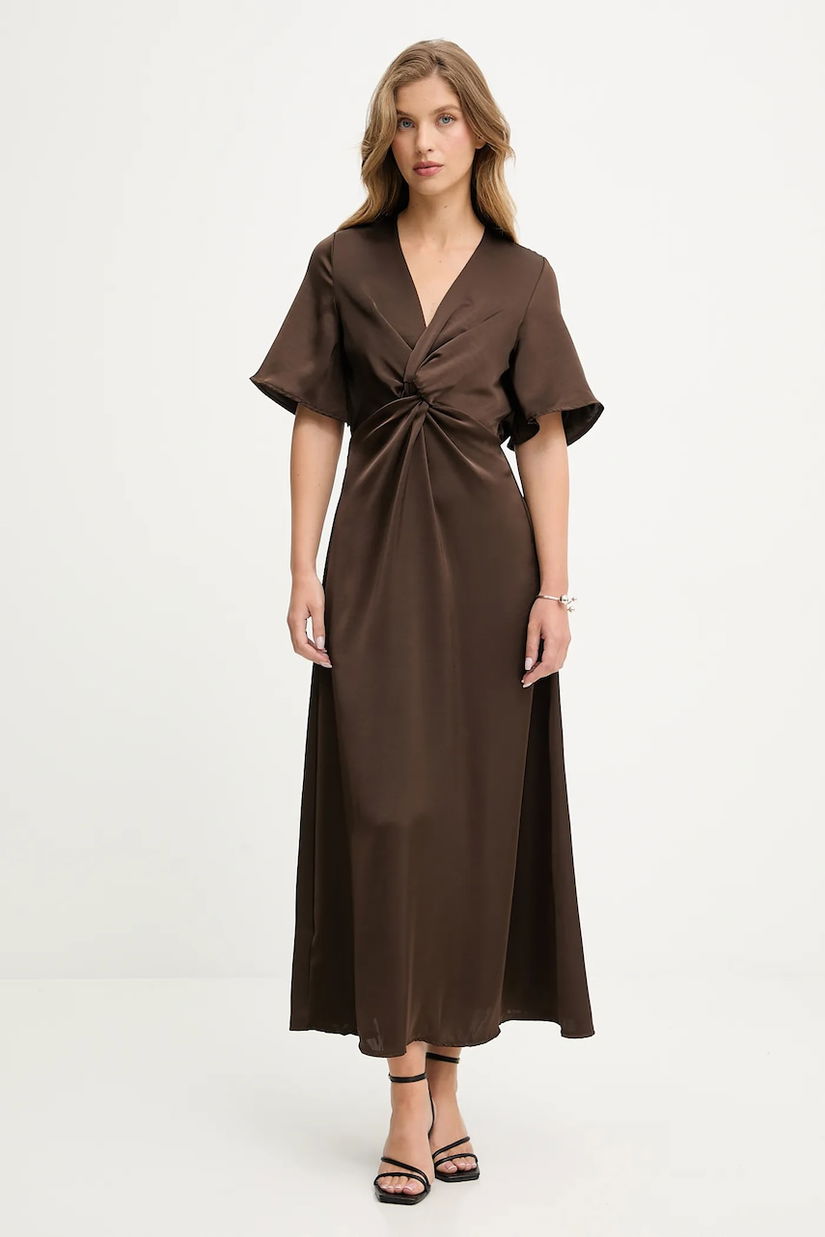 Answear.LAB rochie culoarea maro, maxi, evazati