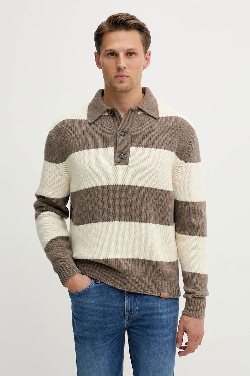 Paul&Shark pulover de lână Knitwear culoarea maro, 15311162