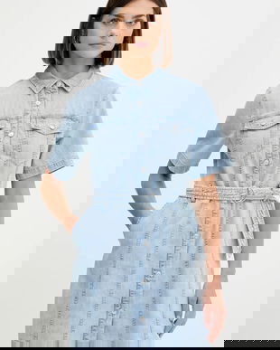 Tommy Jeans rochie jeans mini, drept, DW0DW21168