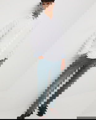 Medicine cămașă din bumbac culoarea alb, cu guler italian, regular