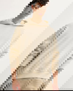 Levi's bluză culoarea bej, cu glugă, uni, A8435