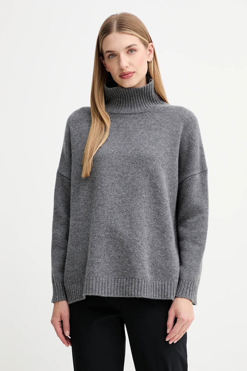 Weekend Max Mara pulover de lână BORGIA culoarea gri, cu guler, 2525366112600