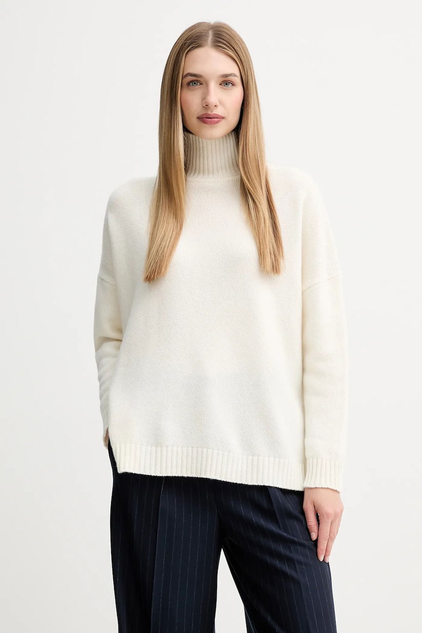 Weekend Max Mara pulover de lână BORGIA culoarea bej, cu guler, 2525366112600