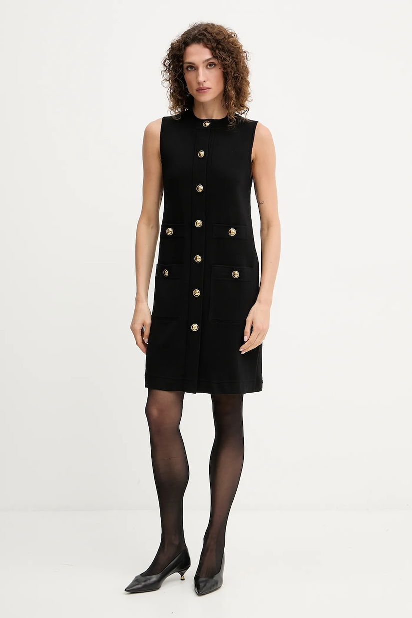 Luisa Spagnoli rochie din lână culoarea negru, mini, drept, 100065