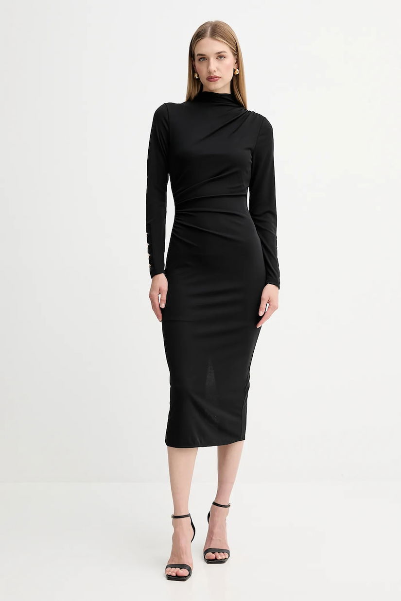 Fracomina rochie culoarea negru, midi, mulată, FS25WD2007W62601