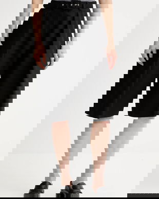 Simona Corsellini pantaloni scurți culoarea negru, uni, high waist, A25CPPA01701