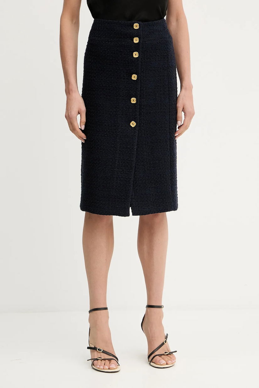 Luisa Spagnoli fustă culoarea bleumarin, midi, drept, 542280
