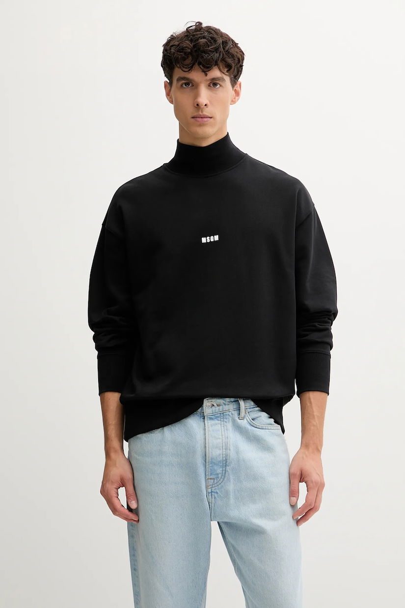 MSGM hanorac de bumbac culoarea negru, cu imprimeu, 2000MM508.300000
