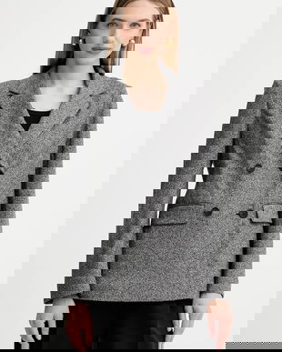 MM sacou ALBANIA culoarea gri, cu două rânduri de nasturi, cu imprimeu, 2526916068600